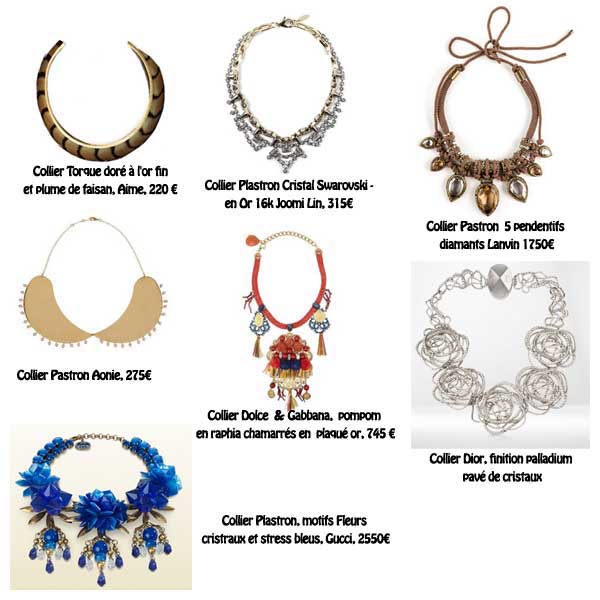 Colliers Plastron Gucci, Dior, Aime, Joomi Lin, Lanvin, Aonie, Dolce& Gabbana